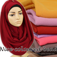 Nombre del producto al por mayor moda llano barato burbuja gasa perla hijab bufanda chal